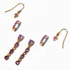 Claire's Pendantes-Boucles d'oreilles superposables en strass violets couleur dorée - Lot de 3