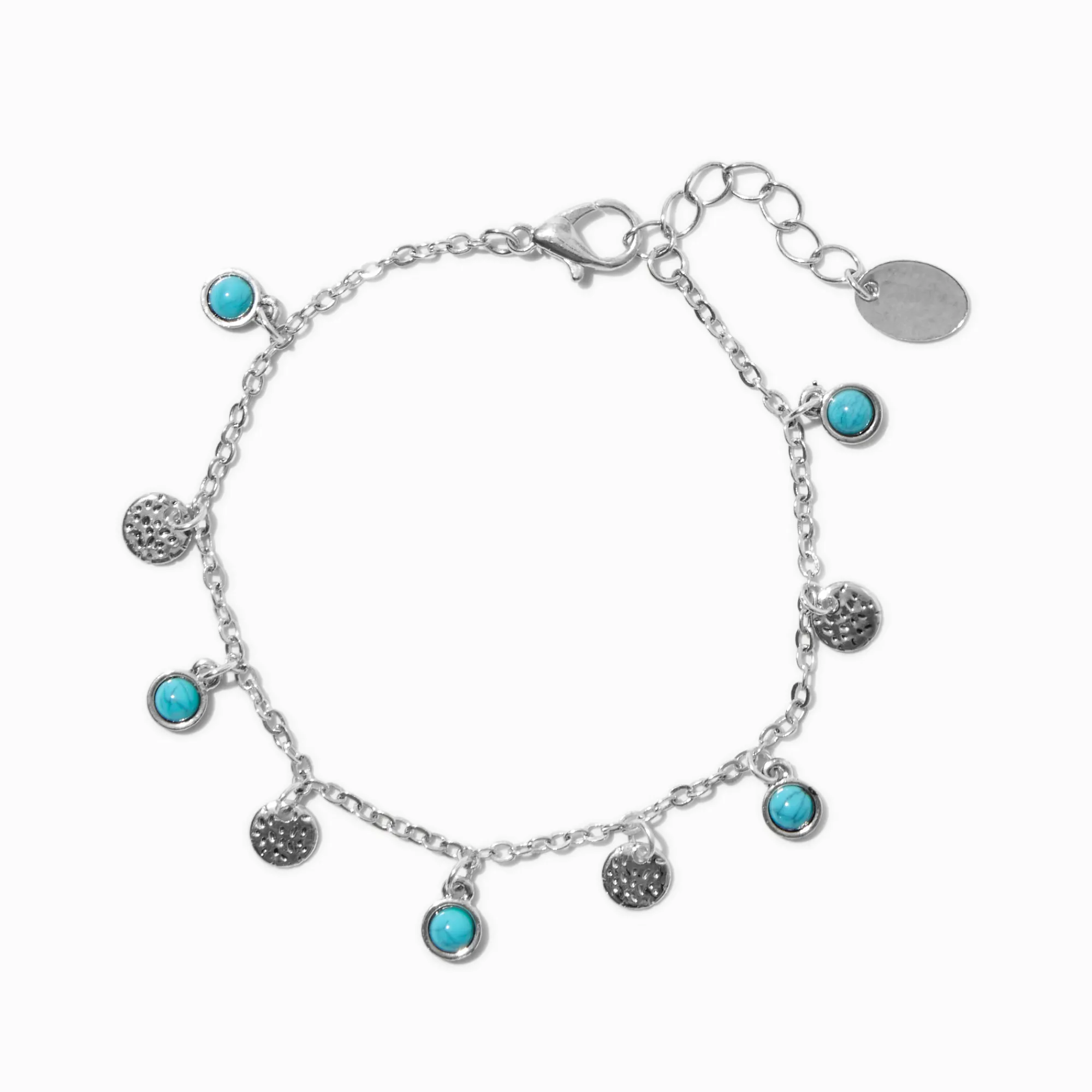 Claire's Bracelets-Bracelet à breloques pièces motifs westerns turquoise d'imitation couleur argentée