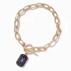 Claire's Bracelets-Bracelet de chaîne fermoir en T mauvais œil d'humeur couleur dorée