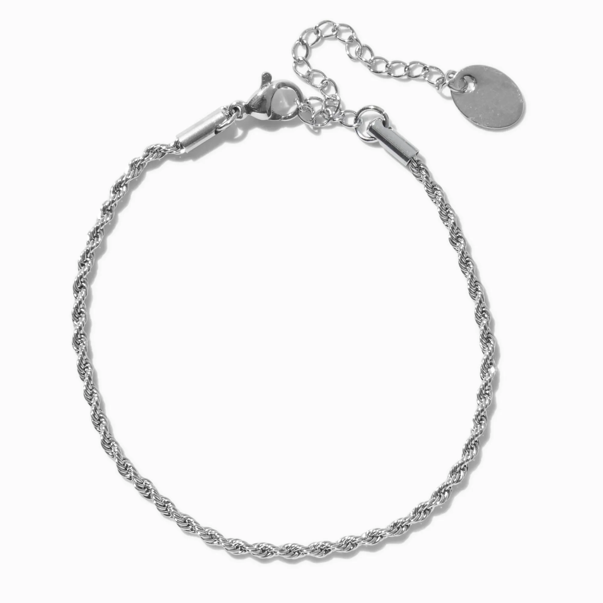 Claire's Bracelets|Bijoux Premium-Bracelet de chaîne torsadée en acier inoxydable couleur argentée