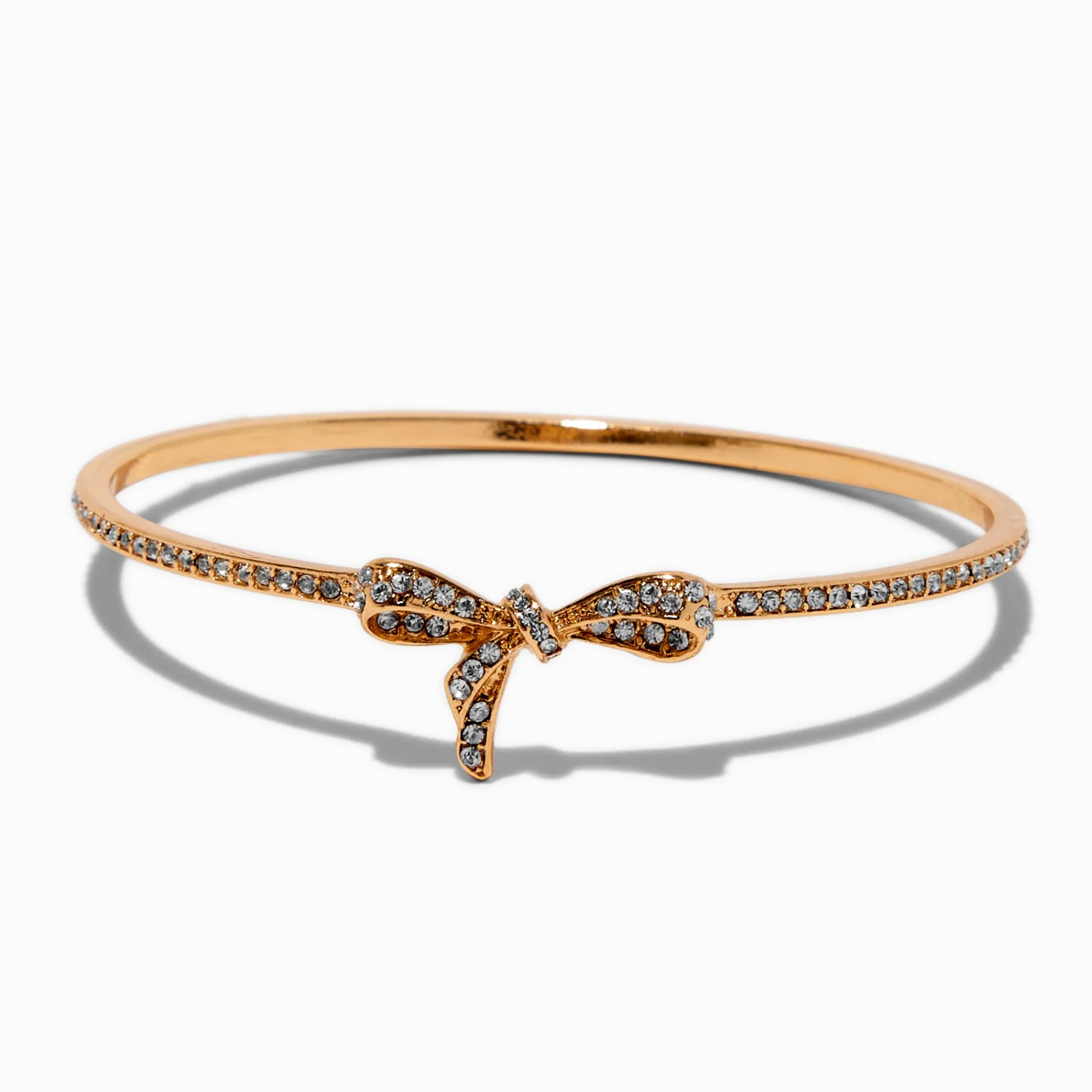 Claire's Clous D'oreilles|Bracelets-Bracelet fin bangle nœud zircon cubique couleur dorée