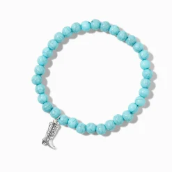 Claire's Bracelets-Bracelet élastique botte de cowboy perlé couleur turquoise