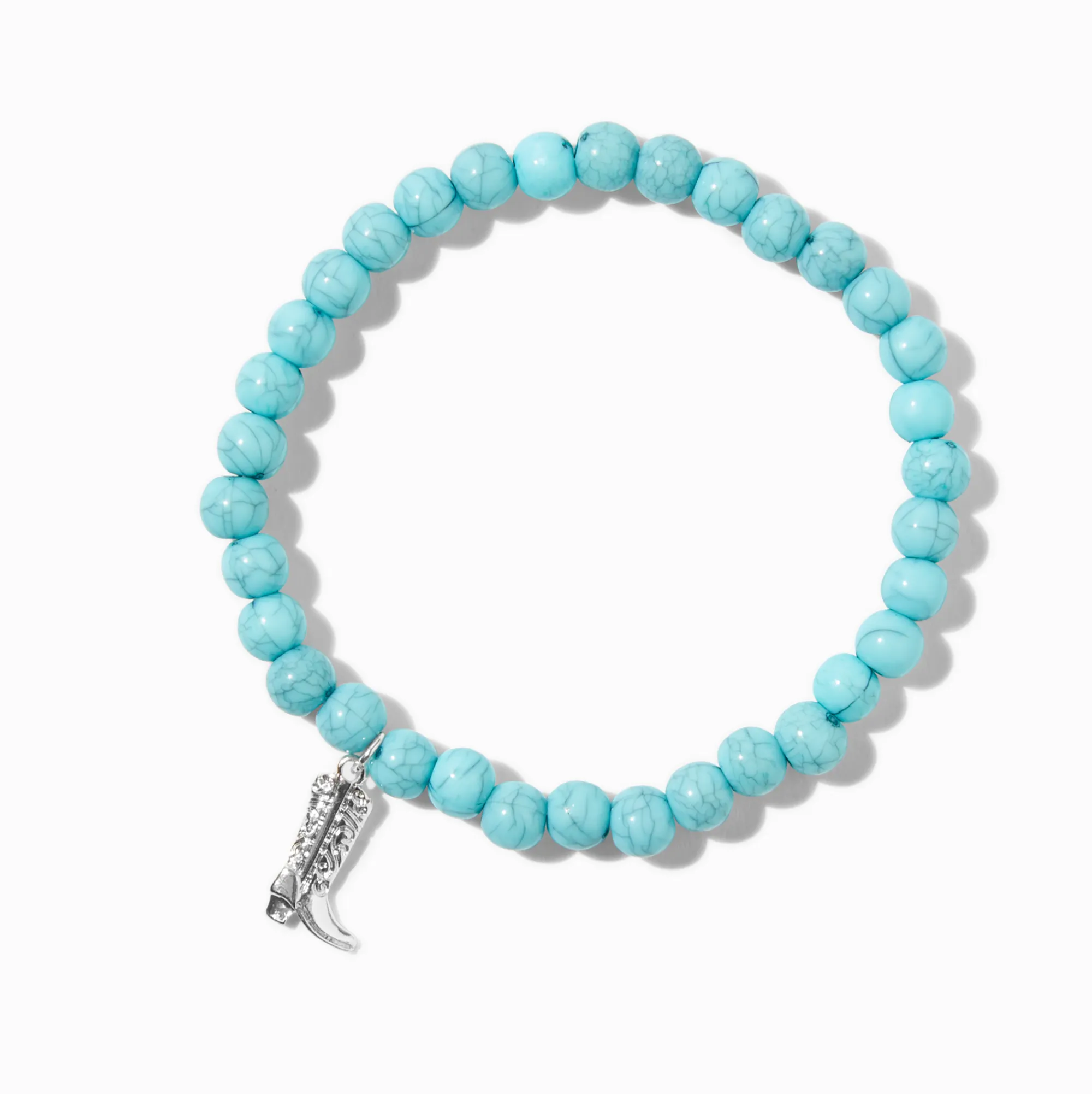 Claire's Bracelets-Bracelet élastique botte de cowboy perlé couleur turquoise