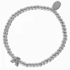 Claire's Bracelets-Bracelet élastique à initiale strass en pavé couleur argentée - A