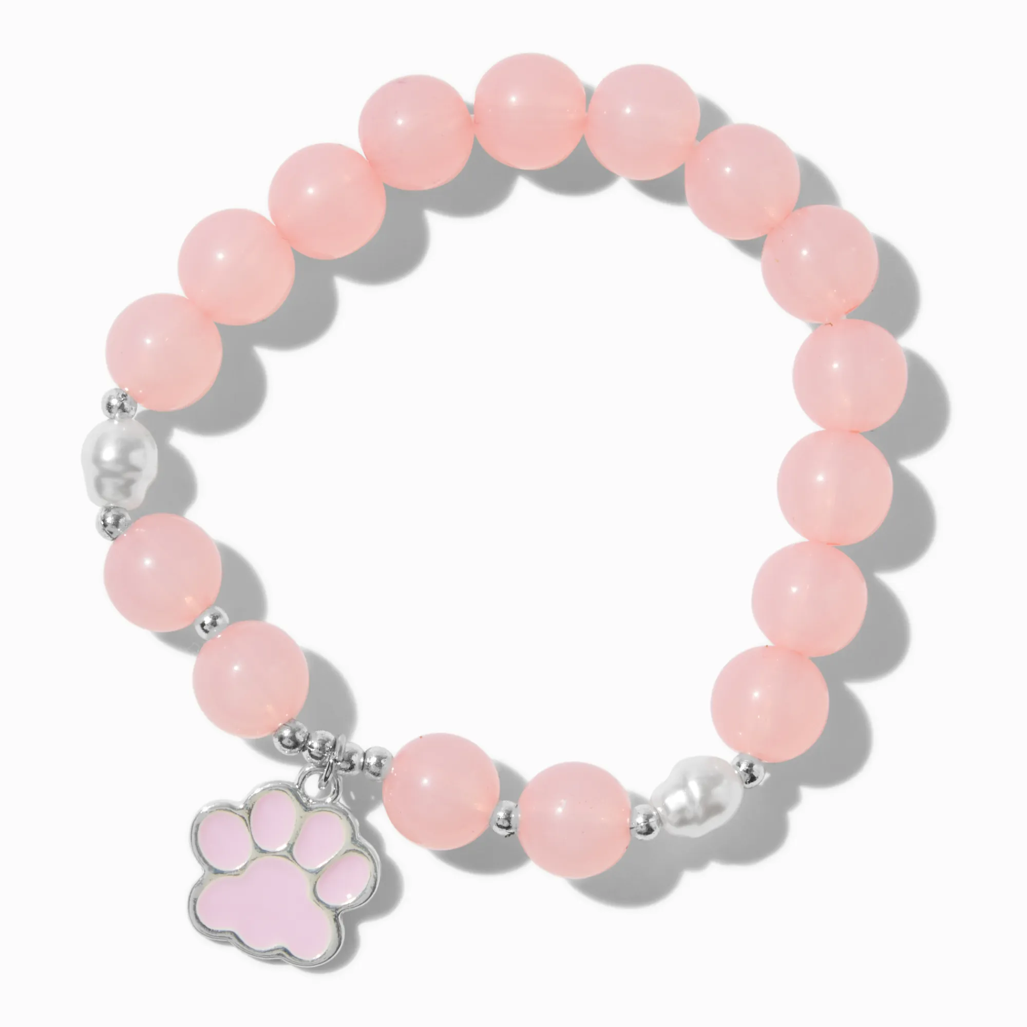 Claire's Bracelets-Bracelet élastique perlé breloque patte de chien rose