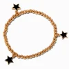 Claire's Bracelets-Bracelet élastique perlé couleur dorée et breloque étoile émaillée noire