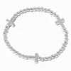 Claire's Bracelets-Bracelet élastique perlé croix couleur argentée