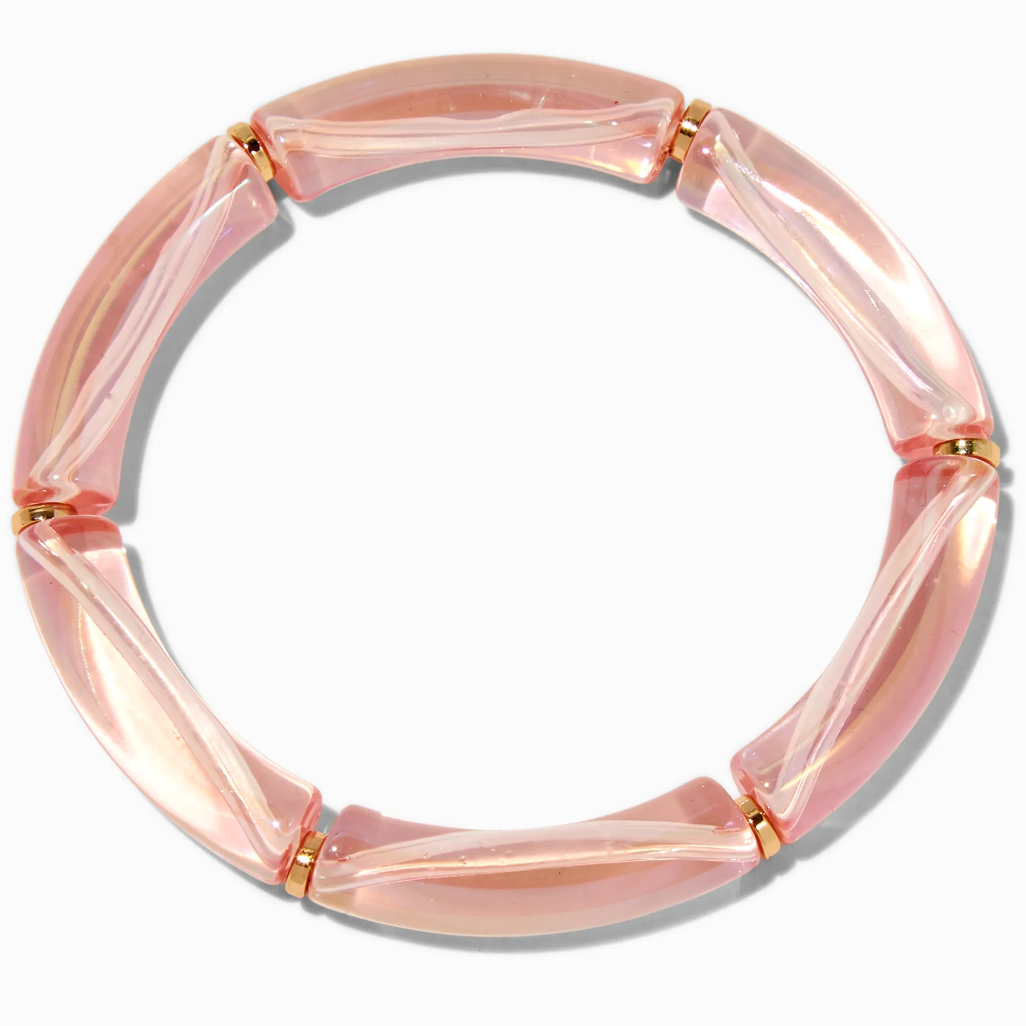 Claire's Bracelets-Bracelet élastique tubulaire iridescent rose