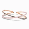 Claire's Bracelets-Bracelet manchette motif entrecroisé perle d'imitation rose tendre et strass couleur doré rose