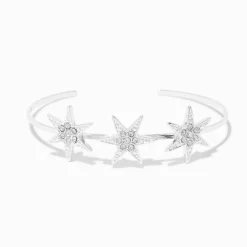Claire's Bracelets-Bracelet manchette étoile strass couleur argentée