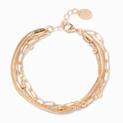 Claire's Bracelets-Bracelet multi-rangs chaînes de styles variés couleur dorée