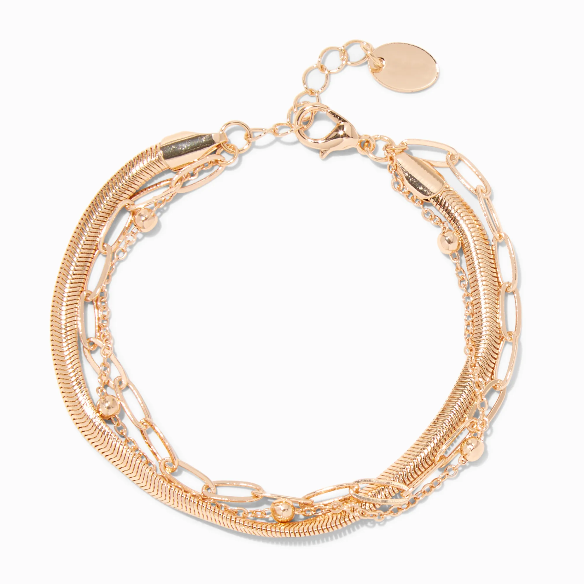 Claire's Bracelets-Bracelet multi-rangs chaînes de styles variés couleur dorée