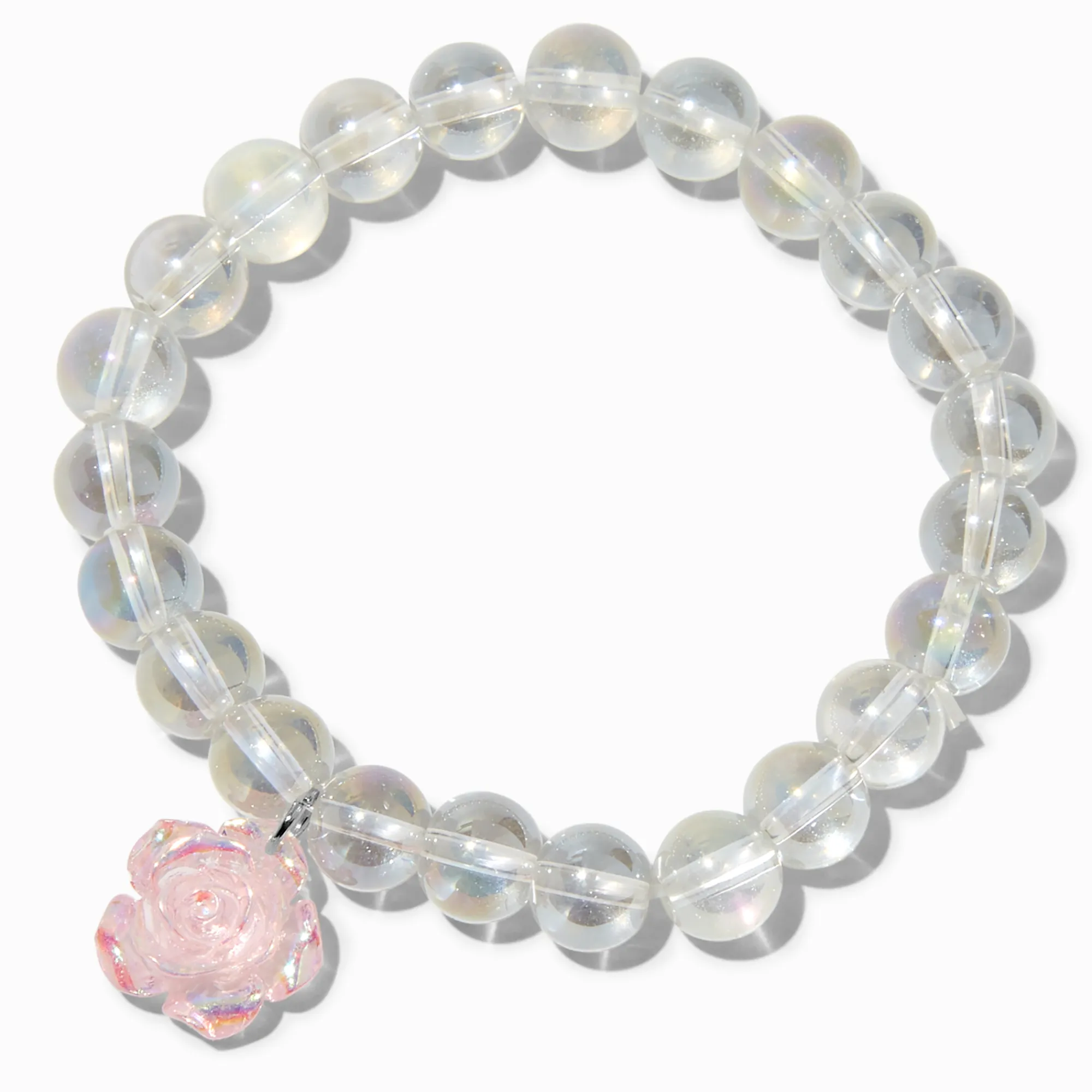Claire's Bracelets-Bracelet perlé élastique iridescent rose rose