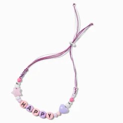 Claire's Bracelets-Bracelet réglable tressé « Happy»