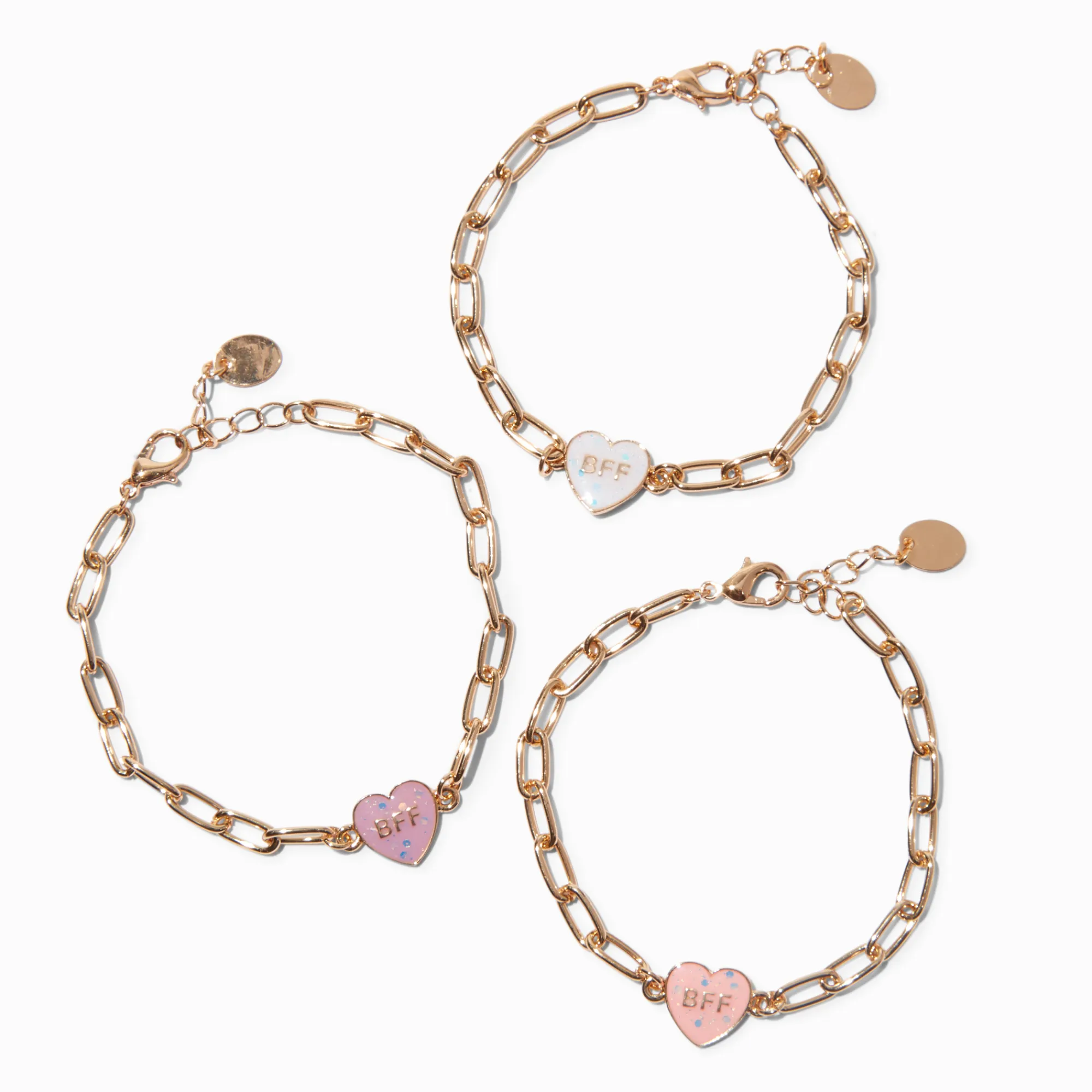 Claire's Bracelets-Bracelets avec breloques qui changent de couleur en fonction de l’exposition aux UV BFF cœur best friends - Lot de 3