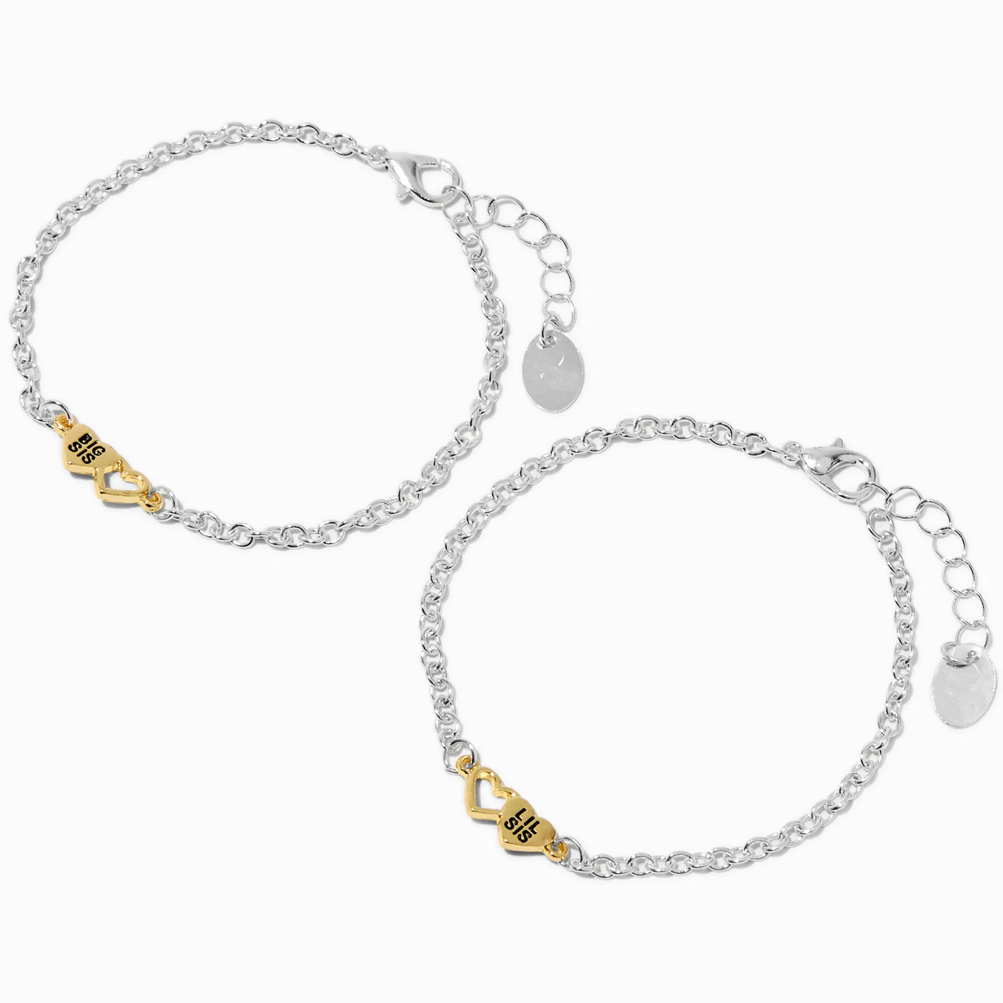 Claire's Bracelets-Bracelets à breloques cœur Big Sis & Lil Sis best friends - Lot de 2