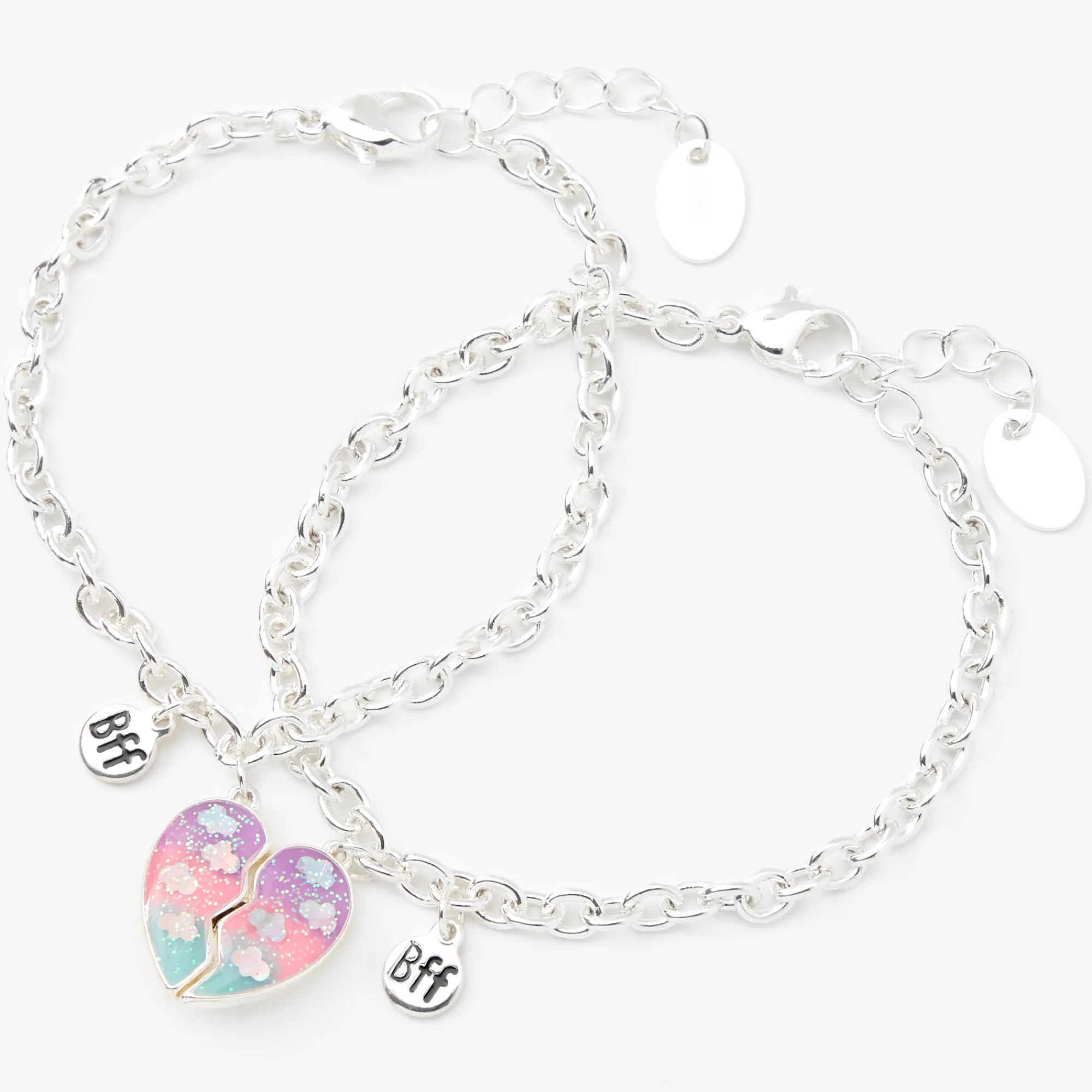 Claire's Bracelets-Bracelets à breloques cœur fendu phosphorescent best friends - Lot de 2