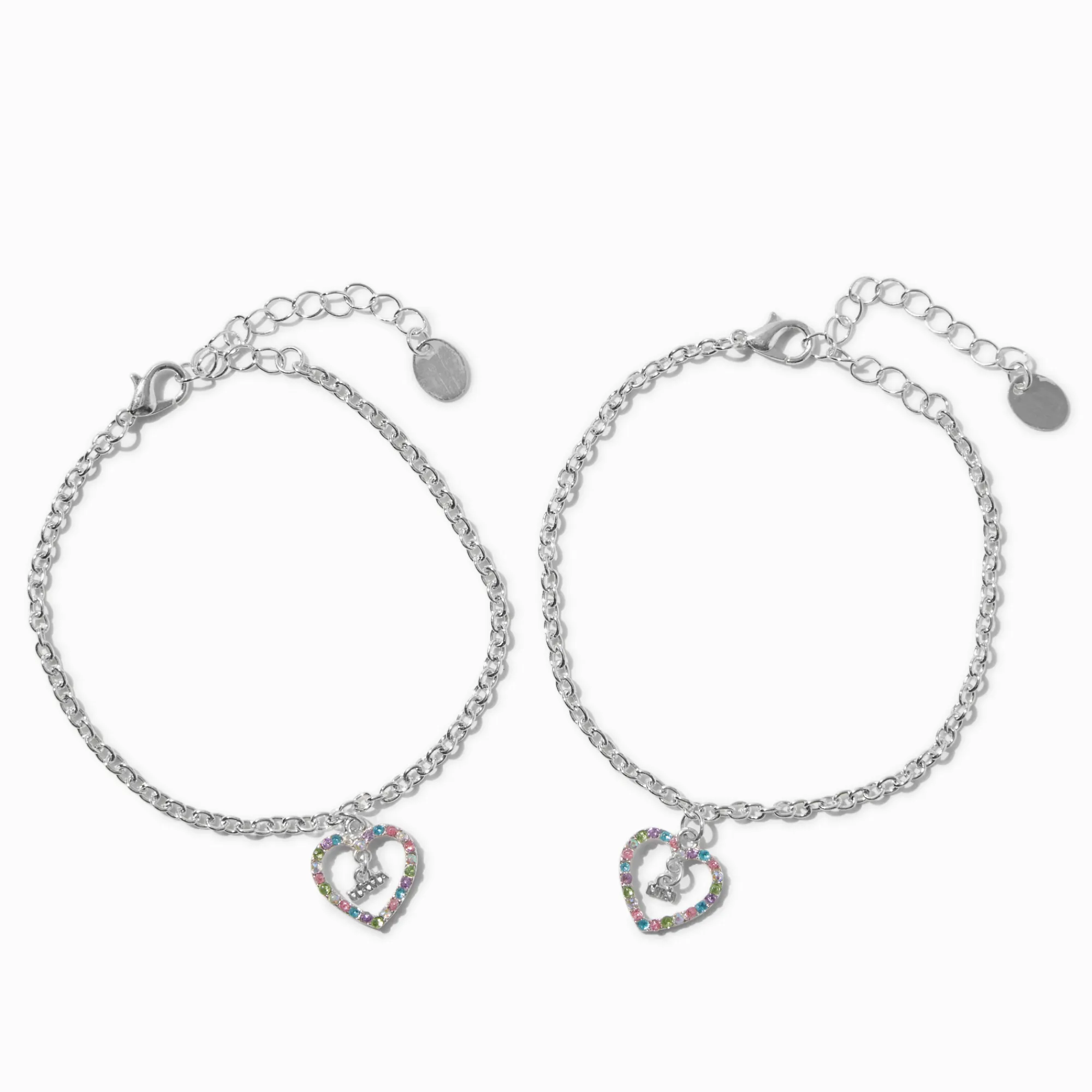Claire's Bracelets-Bracelets à breloques cœurs colorés maman best friends - Lot de 2