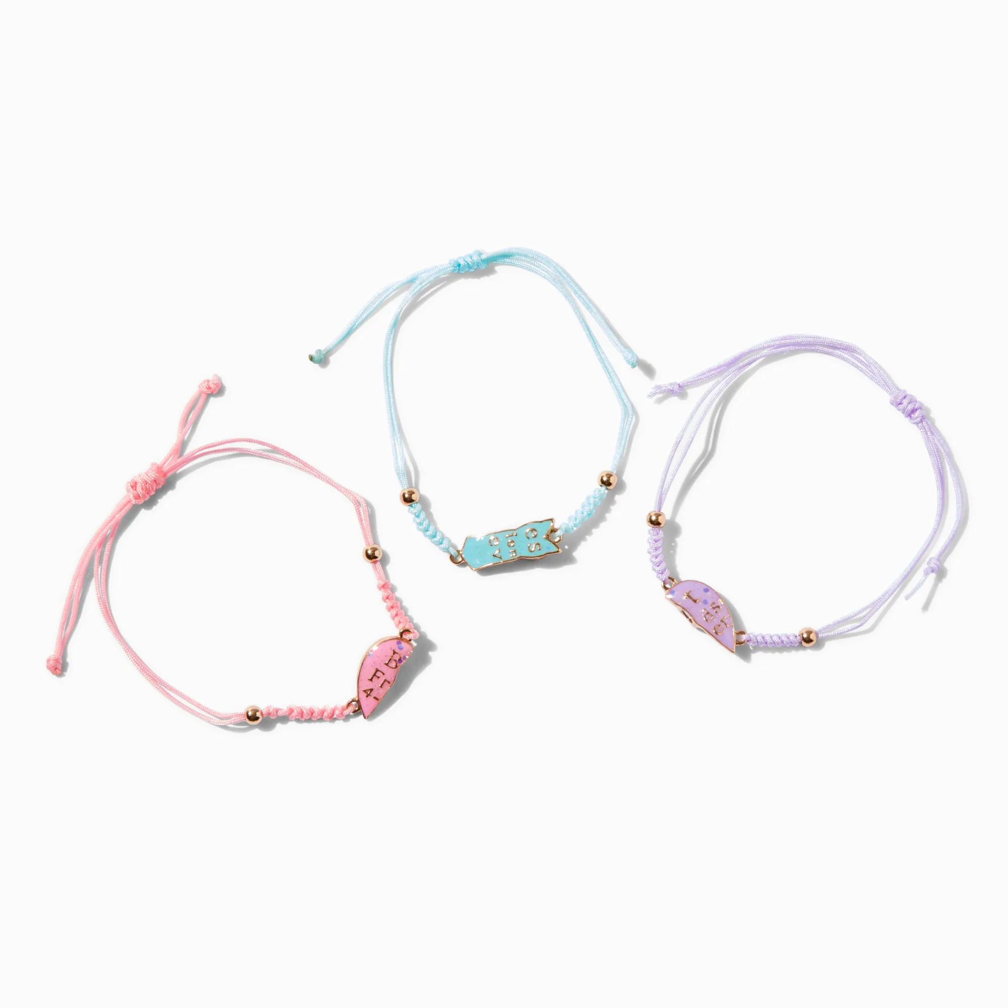 Claire's Bracelets-Bracelets cœur pastel phosphorescents best friends - Lot de 3