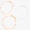 Claire's Bracelets-Bracelets de chaîne cœur ajouré en métaux mixtes - Lot de 3