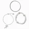 Claire's Bracelets-Bracelets de chaîne en strass avec nœud perle d'imitation couleur argentée - Lot de 3
