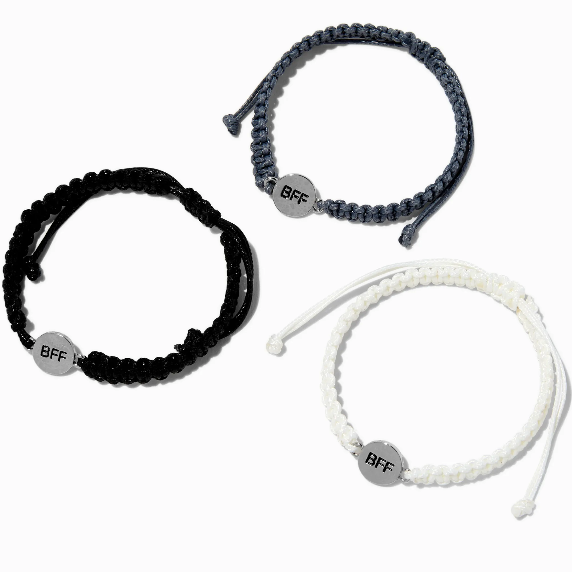 Claire's Bracelets-Bracelets en corde réglables tressés disque best friends - Lot de 3