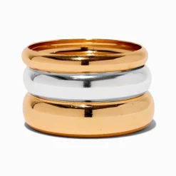 Claire's Bracelets-Bracelets fins bangle épais en métaux mixtes - Lot de 3
