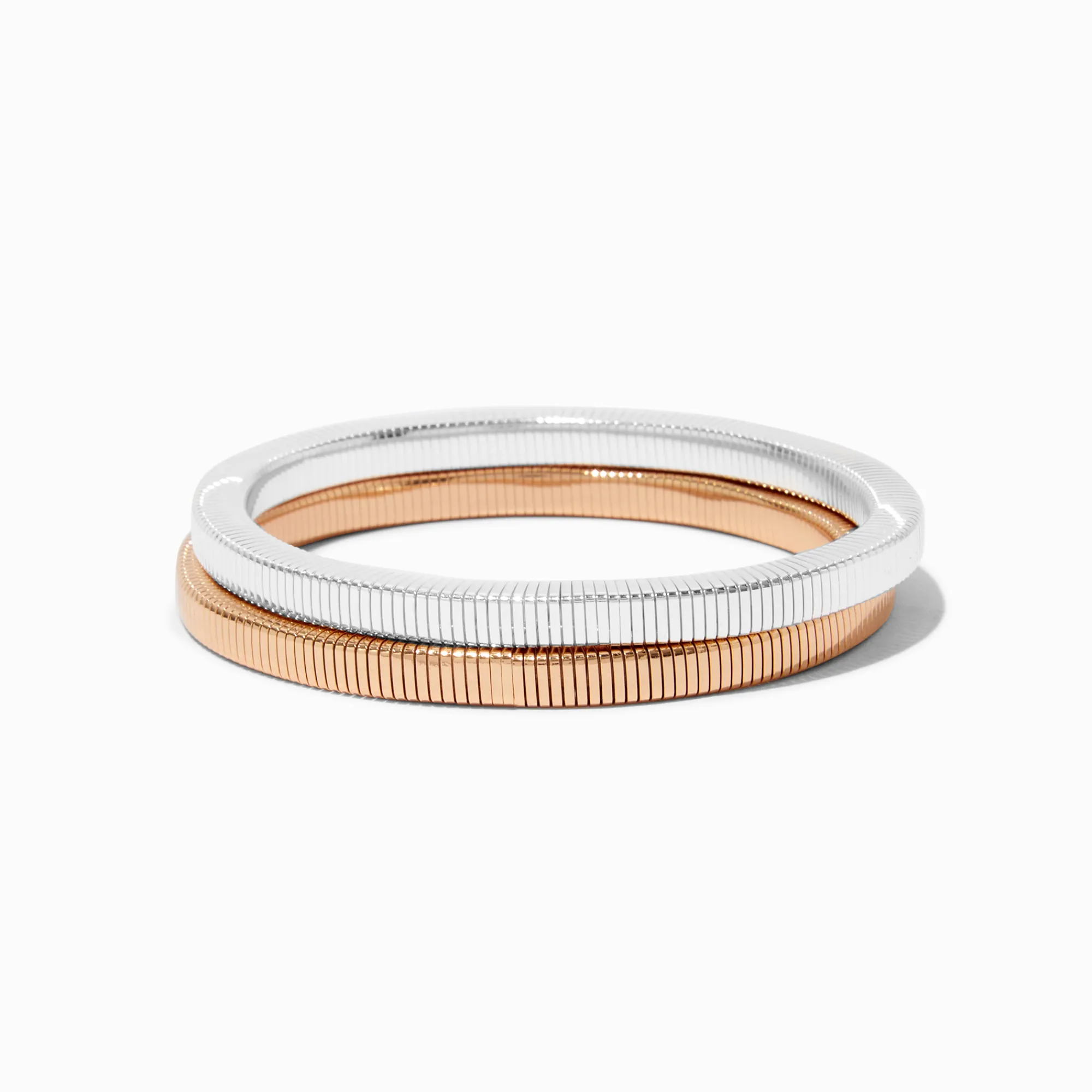 Claire's Bracelets-Bracelets fins bangle ressort en métaux mixtes - Lot de 2