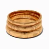 Claire's Bracelets-Bracelets fins bangle superposables nervurés couleur dorée - Lot de 3