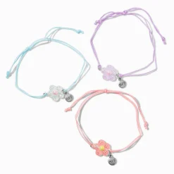 Claire's Bracelets-Bracelets floraux en relief pastel best friends - Lot de 3