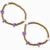 Claire's Bracelets-Bracelets élastiques à breloque lettre perlée couleur dorée best friends - Lot de 2