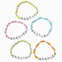 Claire's Bracelets-Bracelets élastiques en billes arc-en-ciel best friends - Lot de 5