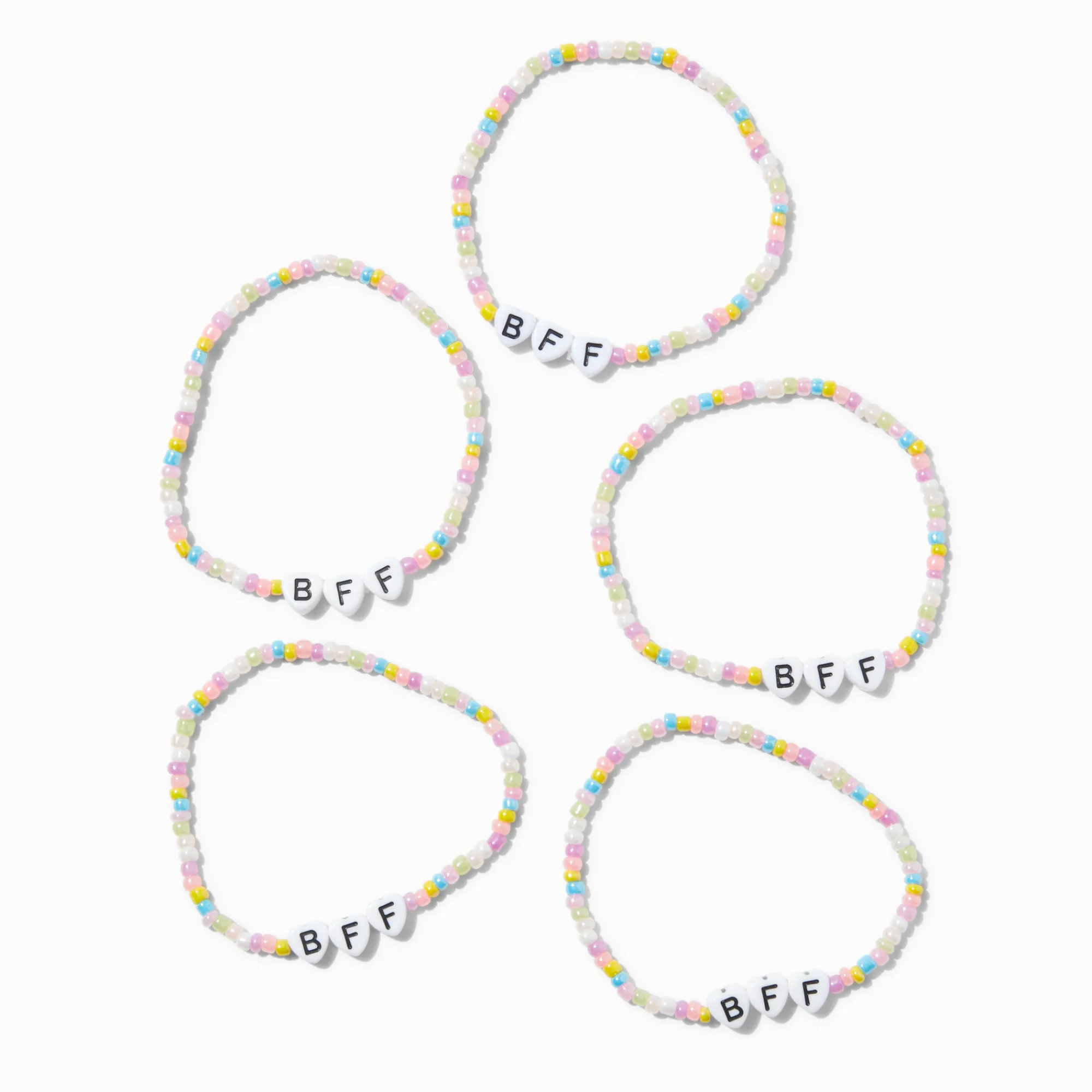 Claire's Bracelets-Bracelets élastiques à microbilles « BFF » best friends - Lot de 5
