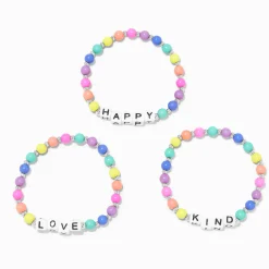 Claire's Bracelets-Bracelets élastiques mot perlés arc-en-ciel Claire's Club - Lot de 3
