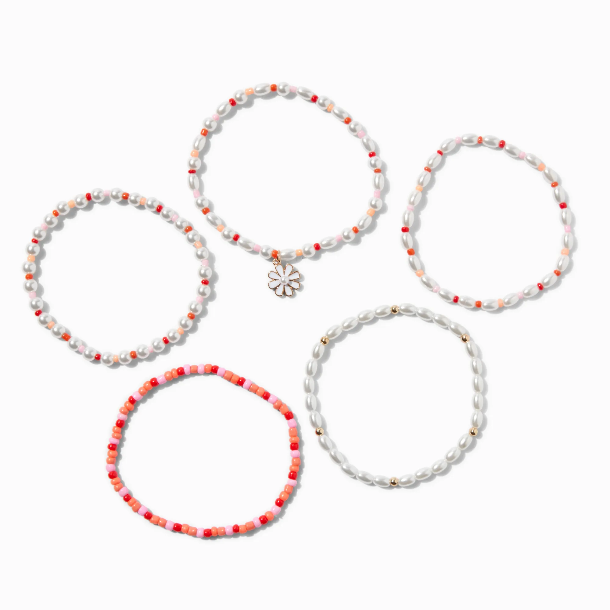 Claire's Bracelets-Bracelets élastiques perlés avec perles d'imitation - Lot de 5