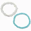 Claire's Bracelets-Bracelets élastiques perlés avec billes bleues et étoiles iridescentes - Lot de 2