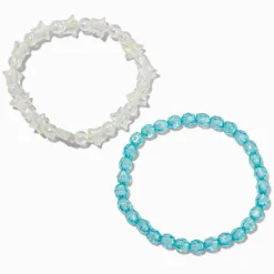 Claire's Bracelets-Bracelets élastiques perlés avec billes bleues et étoiles iridescentes - Lot de 2
