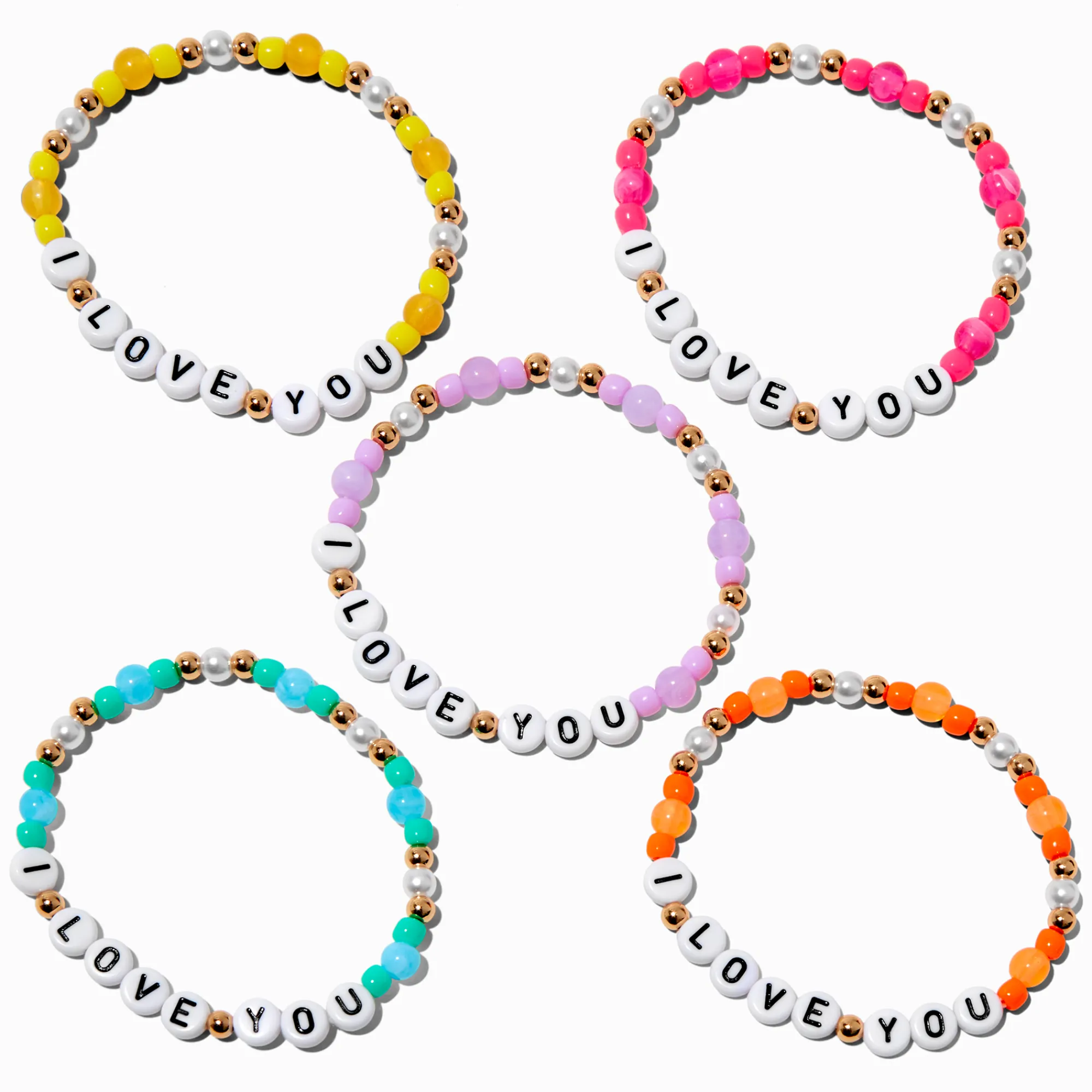 Claire's Bracelets-Bracelets élastiques perlés « I Love You » best friends - Lot de 5
