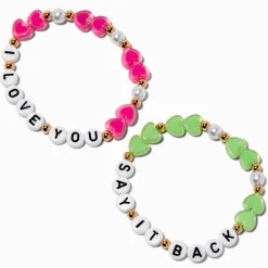 Claire's Bracelets-Bracelets élastiques perlés « I Love You » et « Say It Back » best friends - Lot de 2
