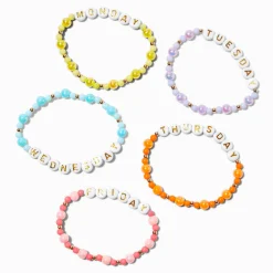 Claire's Bracelets-Bracelets élastiques perlés jours de la semaine - Lot de 5