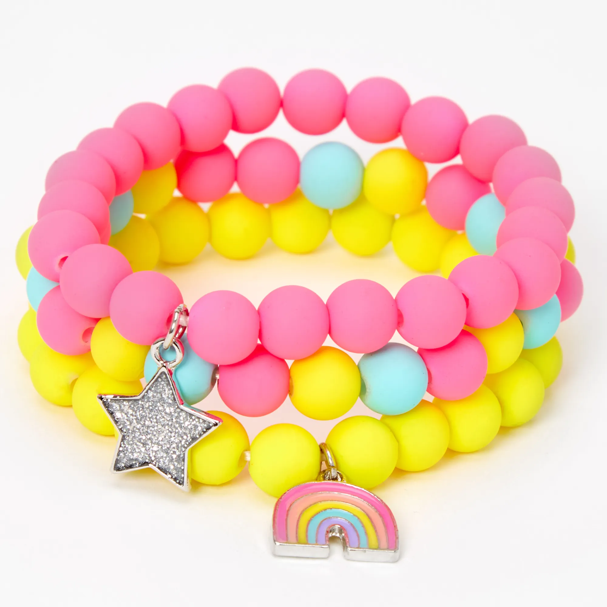 Claire's Bracelets-Bracelets élastiques perlés mats arc-en-ciel Claire's Club - Lot de 3