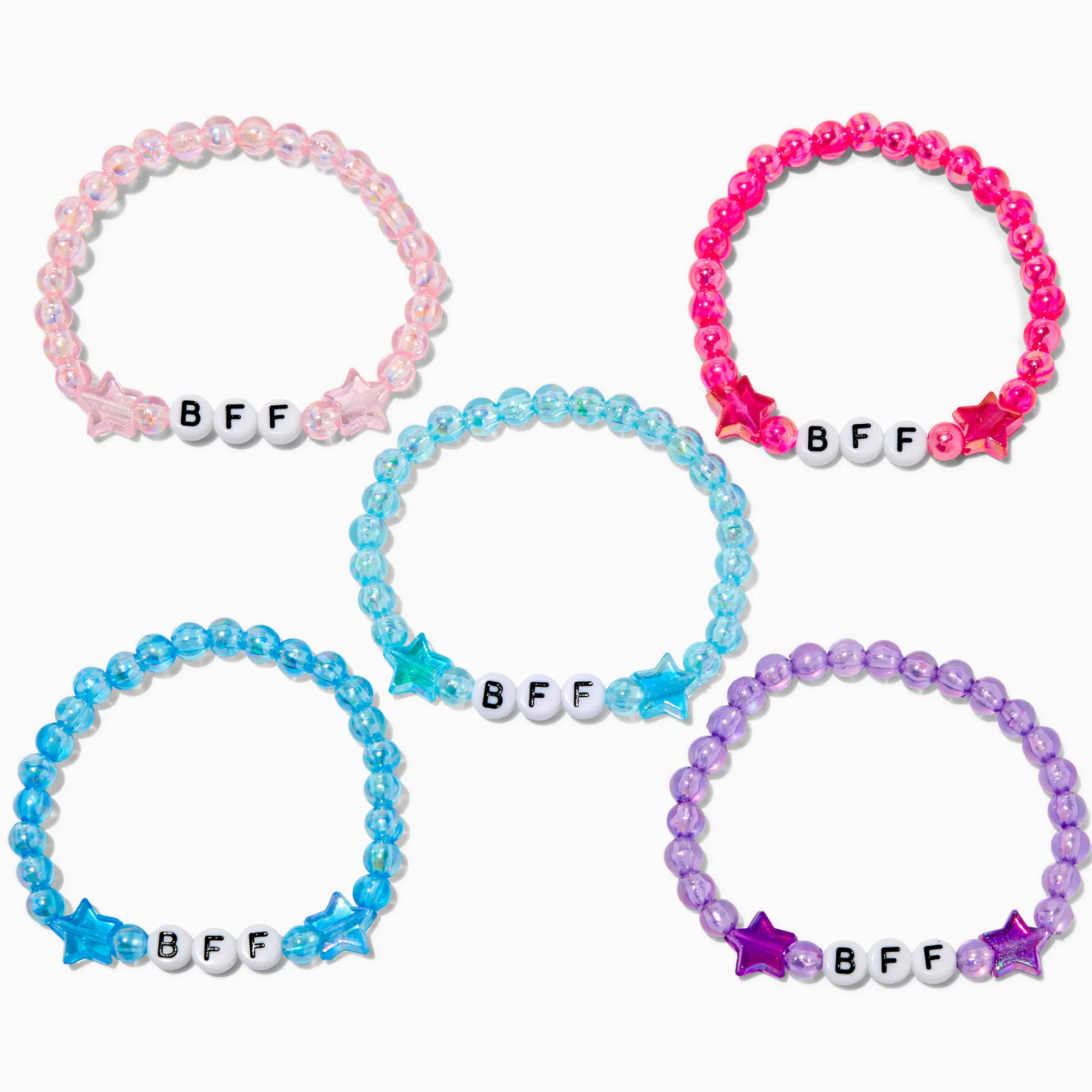 Claire's Bracelets-Bracelets élastiques perlés étoiles iridescentes best friends - Lot de 3