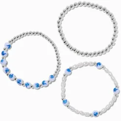 Claire's Bracelets-Bracelets élastiques rococo roses bleues - Lot de 3