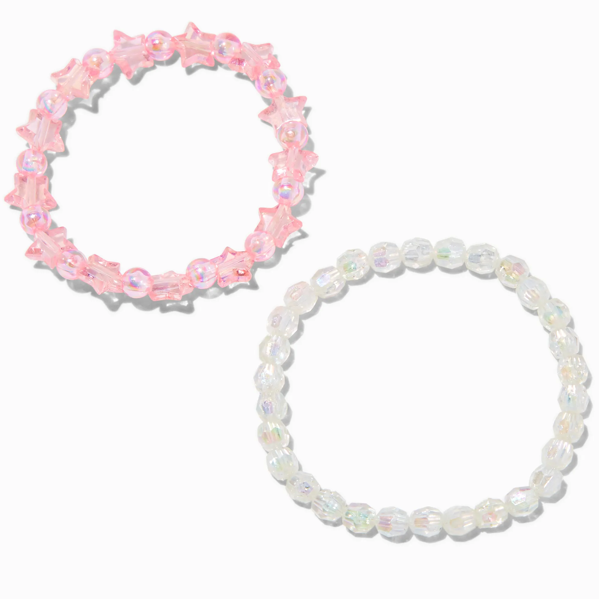 Claire's Bracelets-Bracelets élastiques étoiles iridescentes roses - Lot de 2