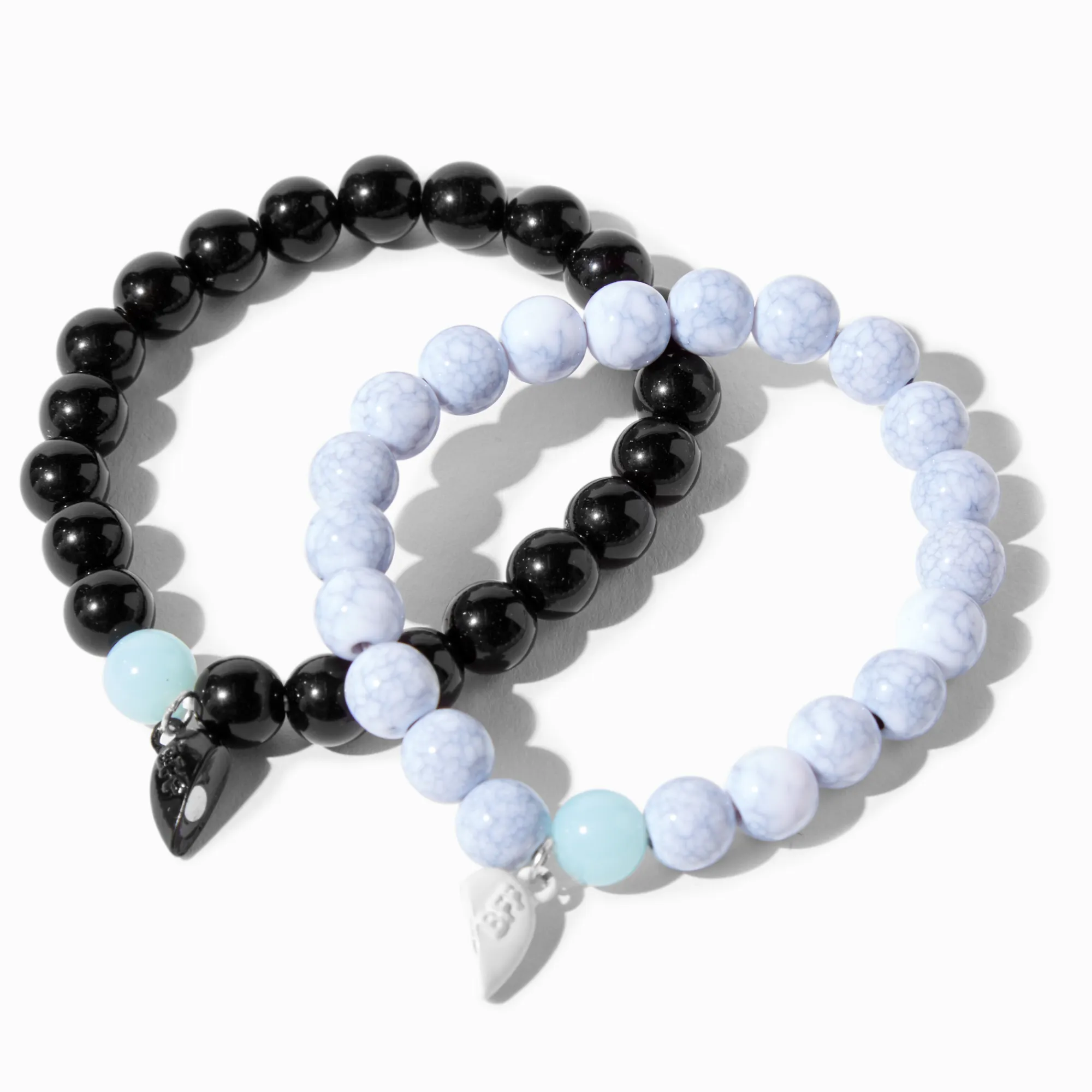 Claire's Bracelets-Bracelets perlés cœur fendu en deux effet marbré best friends - Lot de 2