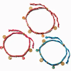 Claire's Bracelets-Bracelets réglables breloques coquillages tressés - Lot de 3
