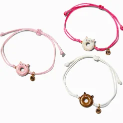 Claire's Bracelets-Bracelets réglables chat donut best friends - Lot de 3
