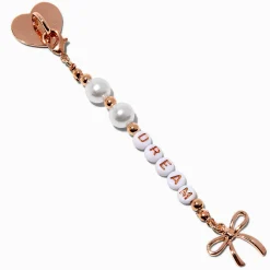 Claire's Gourdes Et Tasses-Breloque autocollante « Dream » perle d'imitation et nœud couleur dorée