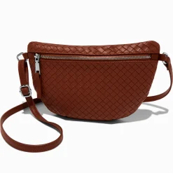 Claire's Sacs Banane-Brown Woven Belt Bag