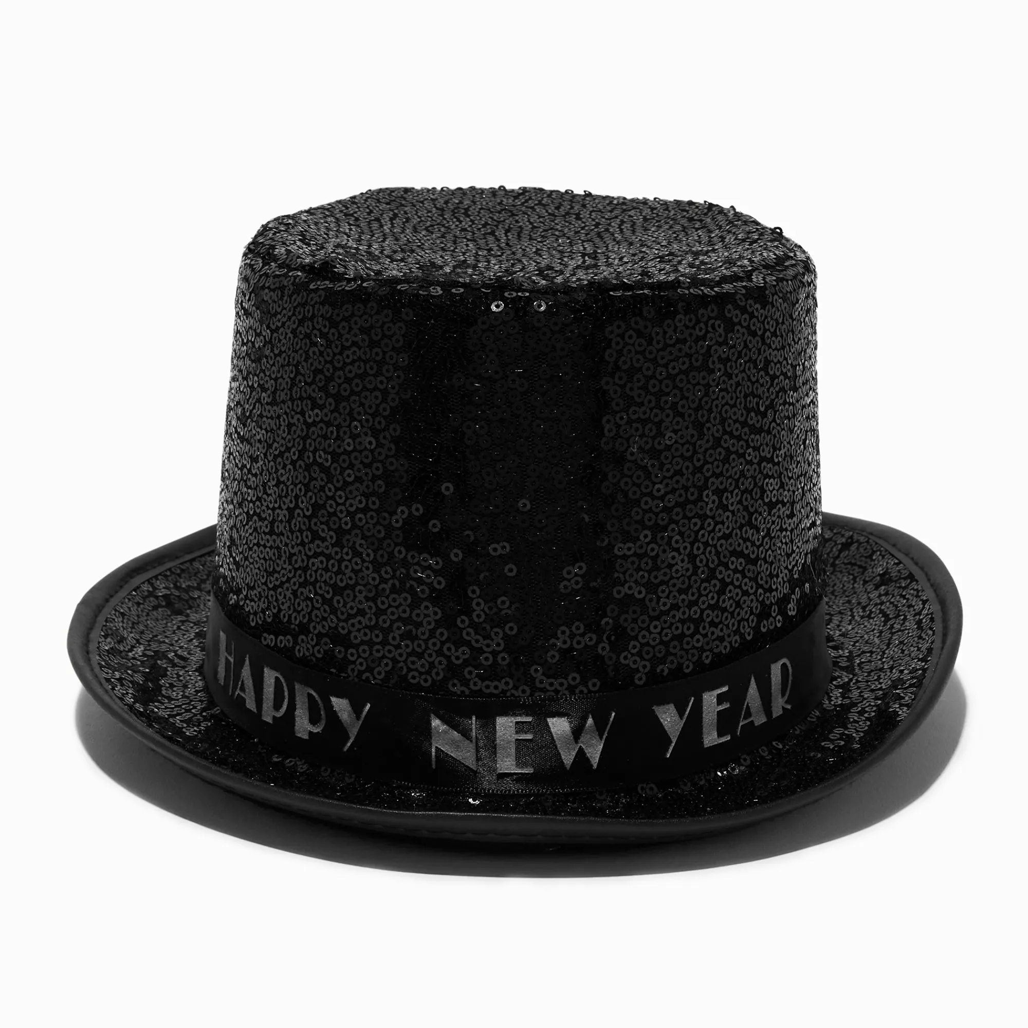 Claire's Chapeaux Et Casquettes-Chapeau haut-de-forme à sequins noirs « Happy New Year »